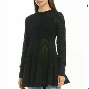 Free People Coffee In The Morning Lace Tunic Black